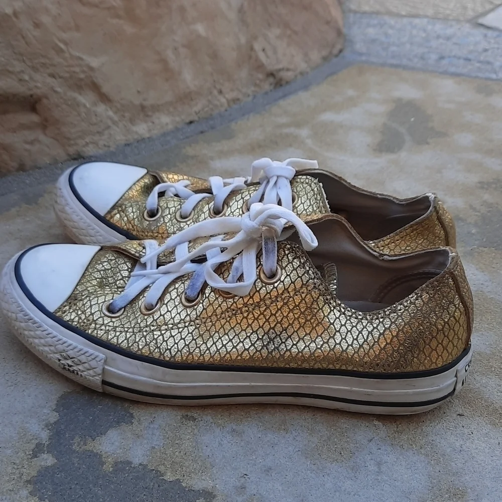 Converse Chuck Taylor All Star Metallic Gold Snakeskin Low Top Sneakers Women's